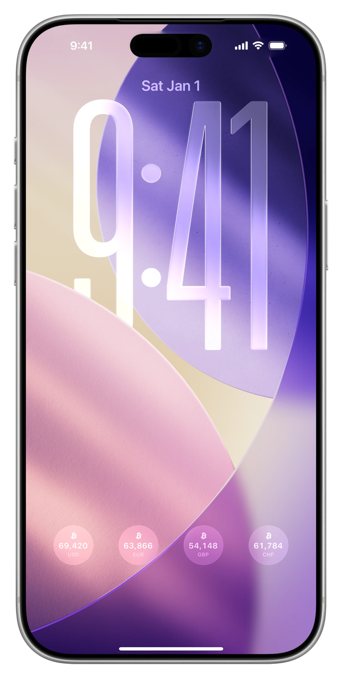iPhone Lock Screen with circular Satoshi Widgets