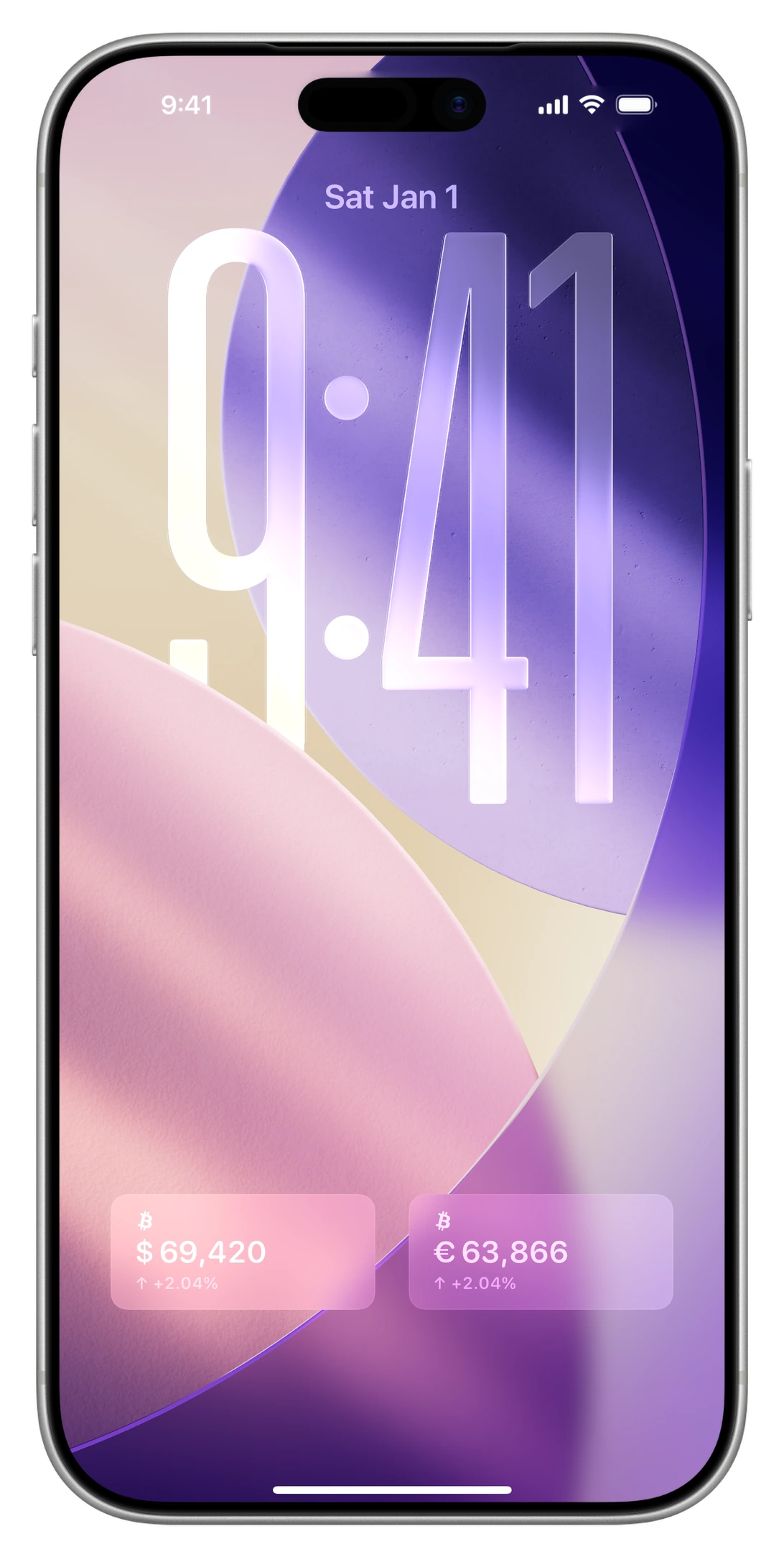 iPhone Lock Screen with rectangular Satoshi Widgets