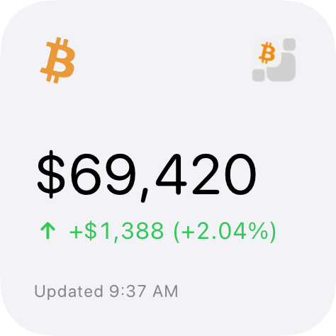 Small Bitcoin price Home Screen widget